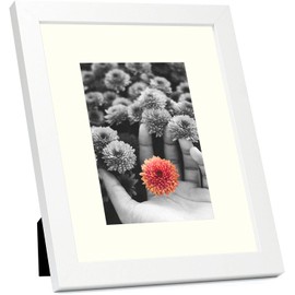 Frametory, 8x10 Frame for Displaying 5x7 Photo Includes Ivory Mat For Wall and Table (White, Set of 2)