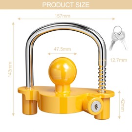 Pryzmax Anhängerschloss für gängige Anhängerkupplung, Anhänger Schloss, Diebstahlsicherung, Deichselschloss Wohnwagen, Diebstahlschutz Anhänger-Sicherung, Anhängerschlösser mit 2 Schlüssel, gelb