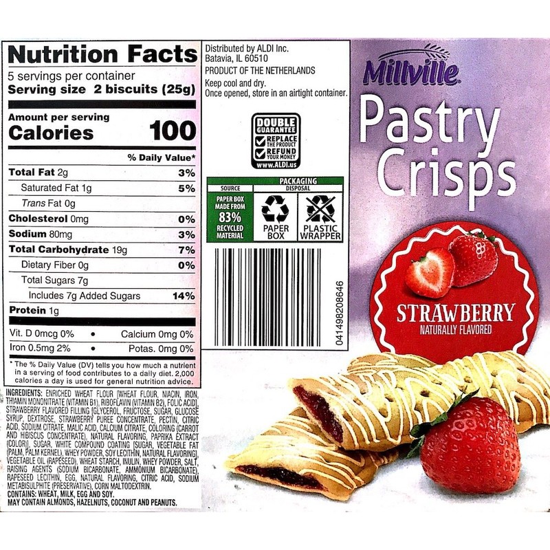 Millville Pastry Crisp Naturally Flavor (10 Bars) (Strawberry)