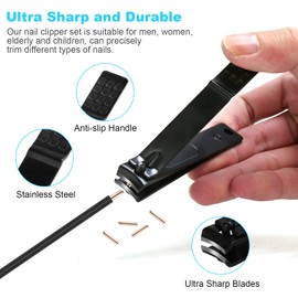 DUCOO DUCOO Nail Clipper Set, 4 PCS Ultra Sharp Nail Clippers for Men, Women, Adults Toenail Fingernail Clippers, Stainless Steel Nail Cutter & File, Black