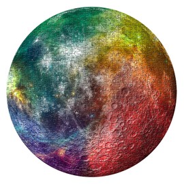 Space Rainbow Moon Puzzles for Adults 1000 Pieces, Planet Round Solar System Jigsaw Puzzles, Hard Galaxy Circle Puzzles