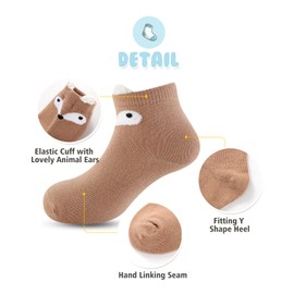 Little Girls Animal Cat Socks Kids Children Cotton Low Cut Ankle Socks 5 Pairs Age 3-5