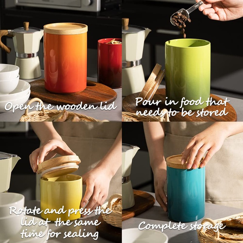 Sweejar Ceramic Food Storage Jar, Stackable Kitchen Canisters, Containers with