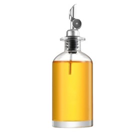 EQUNROY Olive Oil Dispenser Bottle for Kitchen - 350ml Glass Oil & Vinegar Cruet Set with Pour Spout (Set of 2) - Includes Cleaning Brush & Funnel - Leakproof Transparent Dispenser Bottles