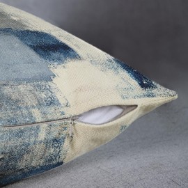 Emvency Set of 4 Throw Pillow Covers Blue and Grey White Art Artwork Contemporary Decorative Gray Cushion Sofa Bedroom Car Decor Pillow Cases Home Decorative Square 18x18 Inches Pillowcases