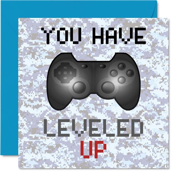 Stuff4 Gamer Birthday Card - You Have Leveled Up - Boys Birthday Cards, Teenager Teenage Games Birthday Greeting Cards, Video Game Gaming Daughter Son Adults Grandson Granddaughter 5.7 x 5.7 Inch