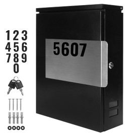 Ilyapa Modern Mailbox Wall Mount Mailboxes for Outside with Lock, Keys & House Numbers - Large Wall Mounted Mail Box, Locking Security Box - Stainless