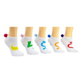 Sailor Moon Socks Pom Pom Socks (5 Pair) - (Women) Sailor Moon Cosplay Lowcut Socks - Fits Shoe Size: 4-10 (Ladies)