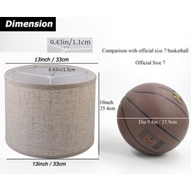 Set of 2 Drum Lamp Shades, 13 Inch Medium lampshades, Handcrafted Natural Linen Fabric lampshade, Assembly Required, Lampshades for Table Lamp and Floor Light(Nature Linen, 13"x13"x10")
