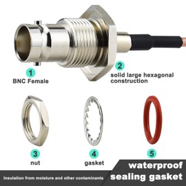 YOTENKO BNC Male to Female Bulkhead Mount Extension Cable 16ft, SDI Cable Extension Cable 2-Pack 50 Ohm RG316 for Ham Radio Wireless Microphone System Security Camera Monitor Converter SDI Video