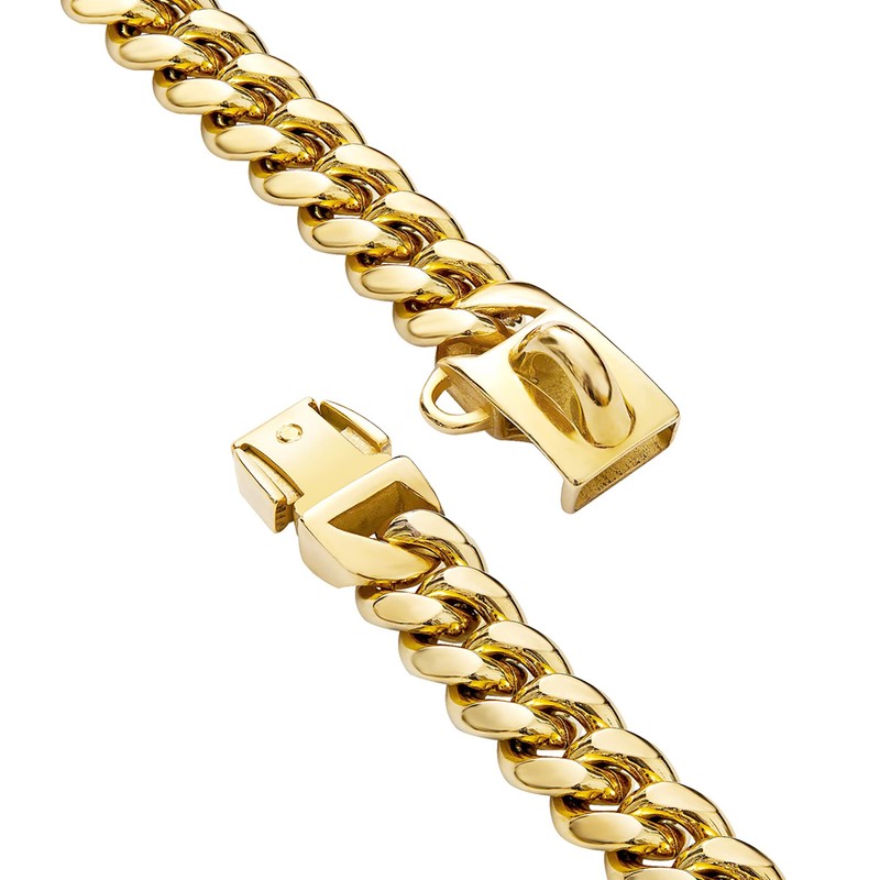 BAOBOTE Gold Dog Chain Collar Walking Metal Chain Collar with