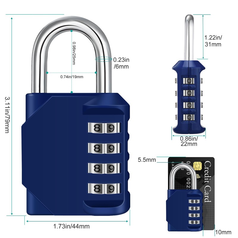 ZHEGE Padlock, 4-Digit Dial Combination Lock, for Student Lockers, Outdoor