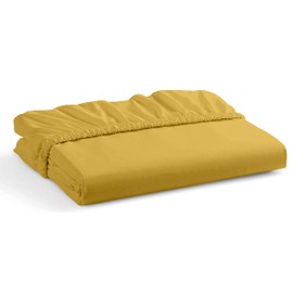 Fitted Sheet 40CM Deep Ochre Single Bed Sheet Hotel Quality Poly Cotton (Ochre, Single 40CM)