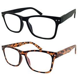 2 Pack Bulk Multi Focus 3 Power Progressive Reading Glasses - No Line (1 Black, 1 Tortoise, 1.00)