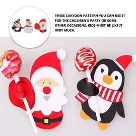 Milisten 150pcs Christmas Lollipop Paper Card DIY Santa Snowman Penguin Candy Lollipop Decoration Cards Lollipop Candy Holder Party Supplies