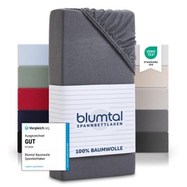 Blumtal Basics Set of 2 Jersey Fitted Sheets 90 x 200 cm – Oeko-Tex Certified, 100% Cotton, up to 25 cm Mattress Height, Grey