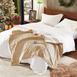 Beautyrest Heated Blanket, Electric Blanket, Soft, Warm, Reversible Plush - Sherpa Heating Blanket with 20 Heat Settings, 1-10 hrs Timer Auto Shut Off, Machine Washable, Full (84 inx80 in), Tan
