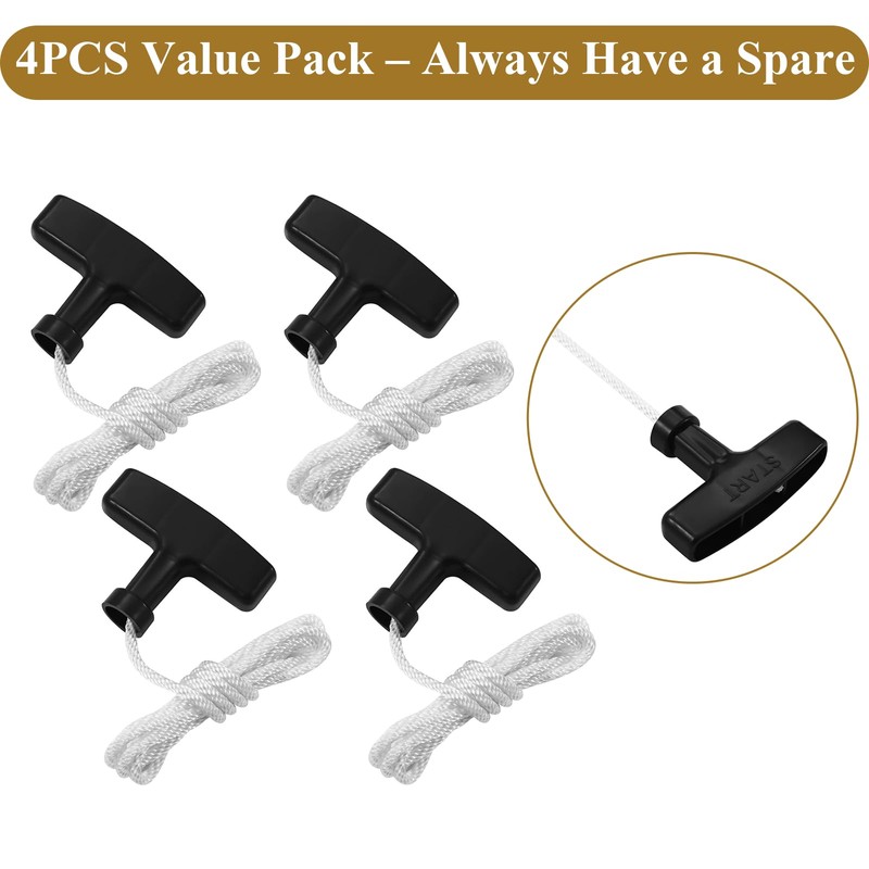 MAEZOE 4pcs Lawn Mower Pull Cord with T-Handle, Universal Pull