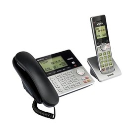 HomeStock Corded Cordless Telephone System - Dual Handset, 9" x 5" x 9" Dimensions, 22 Minutes of Recording Time, Expandable Up to 5 Handsets