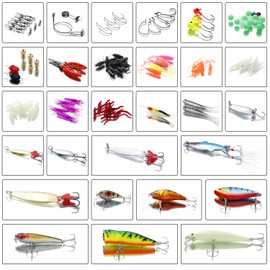 Homealexa 123 PCS Fishing Lures Sea Bass Set Mixed Tackle/Floating Fishing Lures Hook Fishing Accessories Kit Set with Storage Box, Metal Fishing Lures Spinner Baits Fish Treble Hooks Tackle