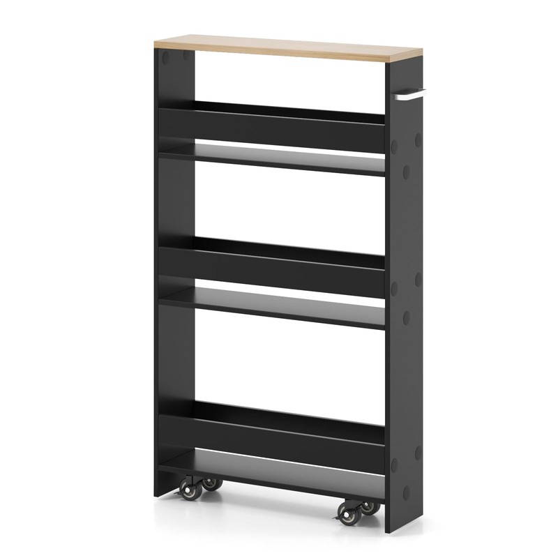 Giantex Kitchen Slim Storage Cart - 4 Tier Rolling Side