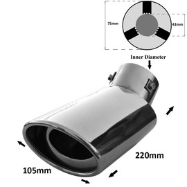 Rumplex Exhaust Trim Oval Stainless Steel Sports Exhaust Tailpipe End Pipe Trim Exhaust Tips Tailpipe Trim Silencer Tip Universal Exhaust Pipe Chrome Rustproof