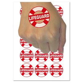 Lifeguard Lifesaver Buoy Temporary Tattoo Water Resistant Fake Body Art Set Collection - 54 1" Tattoos (1 Sheet)