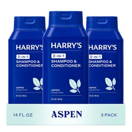 Harry's Men's 2 in 1 Shampoo and Conditioner for All Hair Types - Original Aspen Scent - (3 Pack) 14 fl oz - No Parabens or Sulfates