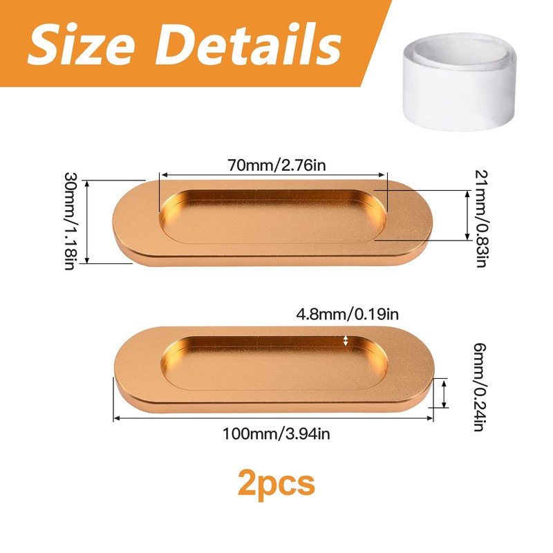 MOROBOR Self-Stick Oval Sliding Door Pulls, 2pcs Recessed Barn Door