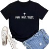 Women Pray Wait Trust Soft Sleeveless Crew Neck Cute Graphic