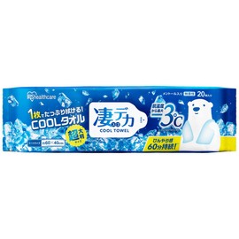 Iris Ohyama SCLT-20 Awesome Deca Cool Towel, Skin Temperature (-3°C), Super Large, 20 Sheets Unscented, 23.6 x 15.7 inches (60 x 40 cm), Face & Body Sweat Wiping Sheet, Body Sheet