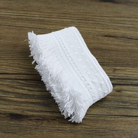Yulakes 3 Yard 7 cm Cotton Tassel Lace Ribbon Vintage Crochet Ribbon Lace Border Crochet Lace Ribbon for Sewing Crafts Wedding Decoration Scrapbooking Gift Box (White)