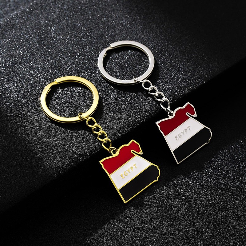 ROYALEAD Unique Egypt Map Flag Keyring Keychain Personality Stainless Steel