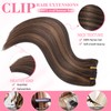 Clip in Hair Extensions Real Human Hair, Seamless Balayage Human