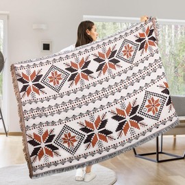 Samboo Mexican Blankets Western Home Decor, Native American Indian Woven Out Throw Blankets for Couch, Bed, Camping, Soft Lightweight Durable, for Outdoor Picnic Beach, Machine Washable, 50 x71inches