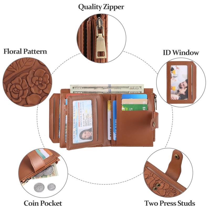 GAEKEAO Wallet for Women RFID Blocking Vegan Leather Bifold Card