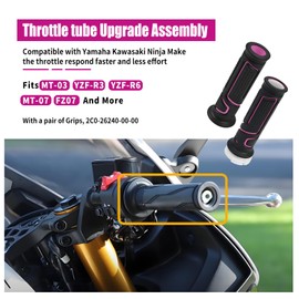 Throttle Tube Upgrade Assembly Compatible with Yamaha,Kawasaki,Ninja,Make The Throttle Respond Faster and Less Effort,Fits MT-03,YZF-R3,YZF-R6,MT-07,FZ07 and More,2C0-26240-00-00(Powder)