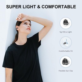 SLuB Open Ear Bone Conduction Headphones, Clip On Earphones, Bluetooth 5.3 Sports Headset, Built-in Microphone, IPX5 Waterproof, Suitable for Outdoor, Fitness, Running (Black)