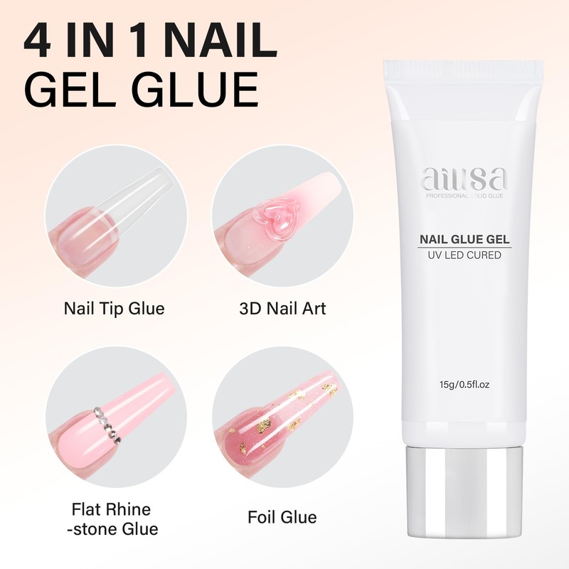AILLSA Solid Gel Nail Glue for Nail Tips Strong Nail