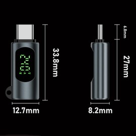 80Gbps USB C Adapter, 240W Type C Male to Female Extender Converter Thunderbolt 4/3 Extension Support 48V/5A 8K@60Hz OTG Data Transfer Charger with LED Digital Display 2 Pack (Grey)