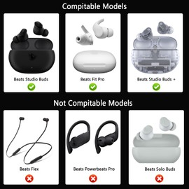 Replacement Silicone Ear Tips for Beats Studio Buds/Fit Pro/Studio Buds+ Headphone, 6 Pairs Earbuds Eartips L/M/S, Eargels Set Fit in Case, Earplug Ear Cap, Ear Buds Accessories-Black