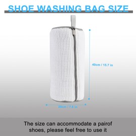 Pack of 2 Shoe Wash Bags for Washing Machines, Deformation Protection & Cord Protection, Reusable Shoe Laundry Bag with Zip (White)