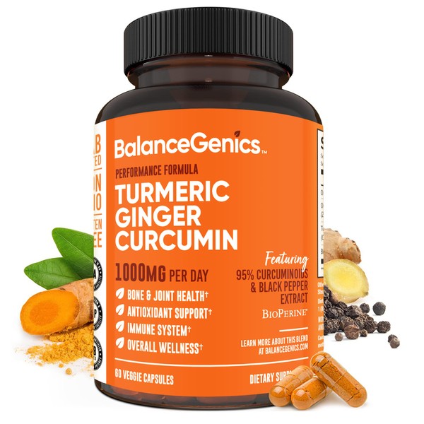 BalanceGenics Turmeric Curcumin Supplement with Black Pepper & Ginger Root