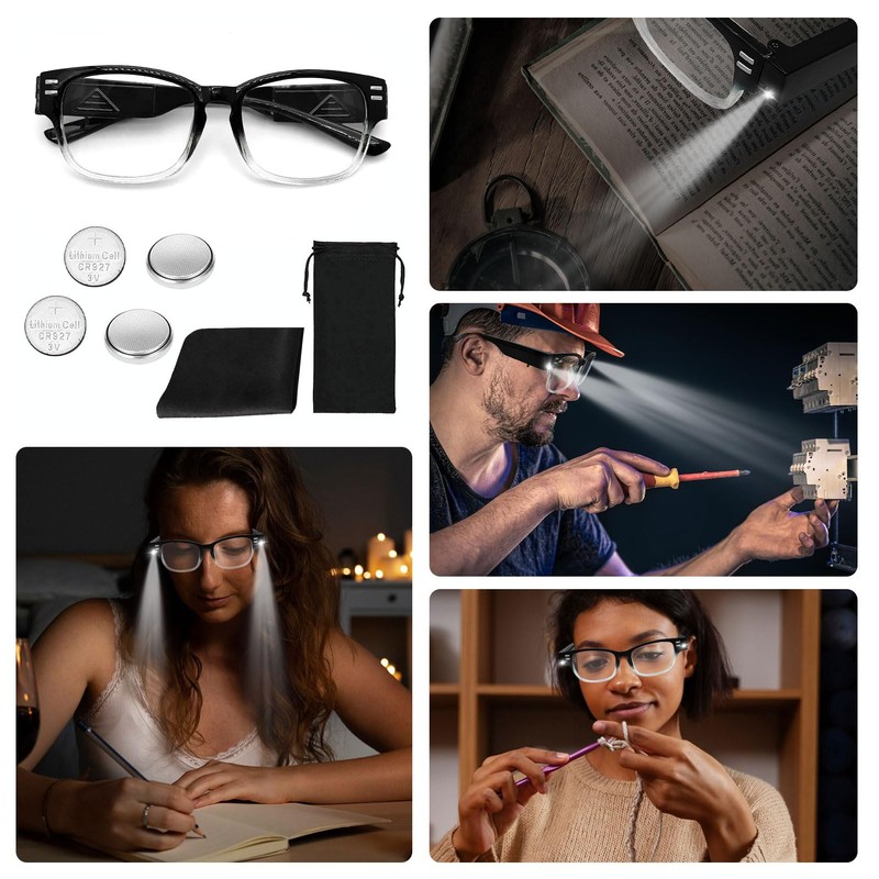 Magnifying Glasses with Light Reading Glasses Bright LED Readers with