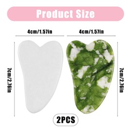 2 PCS Gua Sha-Bretter für das Gesicht, natürliche Jade-Schabepads mit 1 Aufbewahrungsbox, Facelifting-Pflegewerkzeuge, herzförmige Massagewerkzeuge für Gesicht, Hals, Körper (2 weiß, 2 grün)