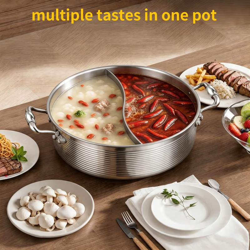 DELARLO 8QT Stainless Steel Hot Pot Induction Shabu Shabu Pot