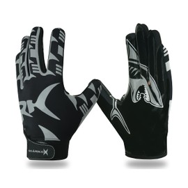 SHARKOX Non-Slip Tacky Football Gloves Ball Feel Sensation, Football Receiver Gloves in Youth, Adult, and Kid Sizes, Ultra Sticky Silicone Strong Palm Grip (Grey, Adult Medium)