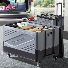 Livrium Foldable Box Cart with Wheels - Shopping & Market Carrier Folding Box Cart Gray