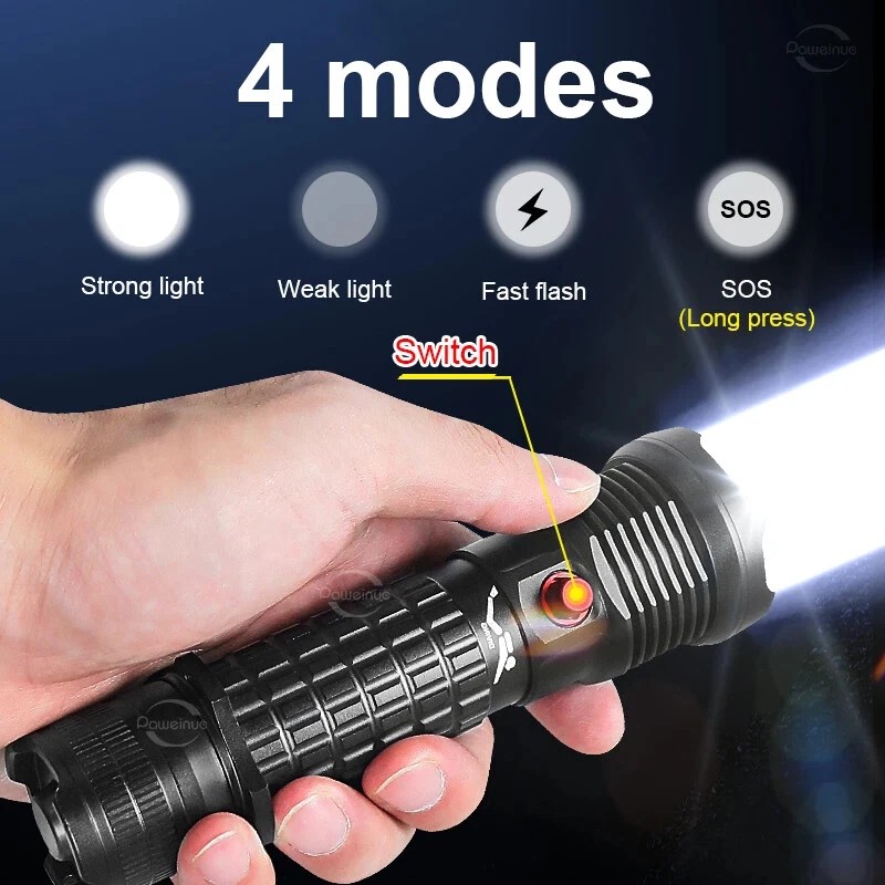 Packetman Underwater Flashlight Professional Diving Light LED Waterproof Dive Scuba
