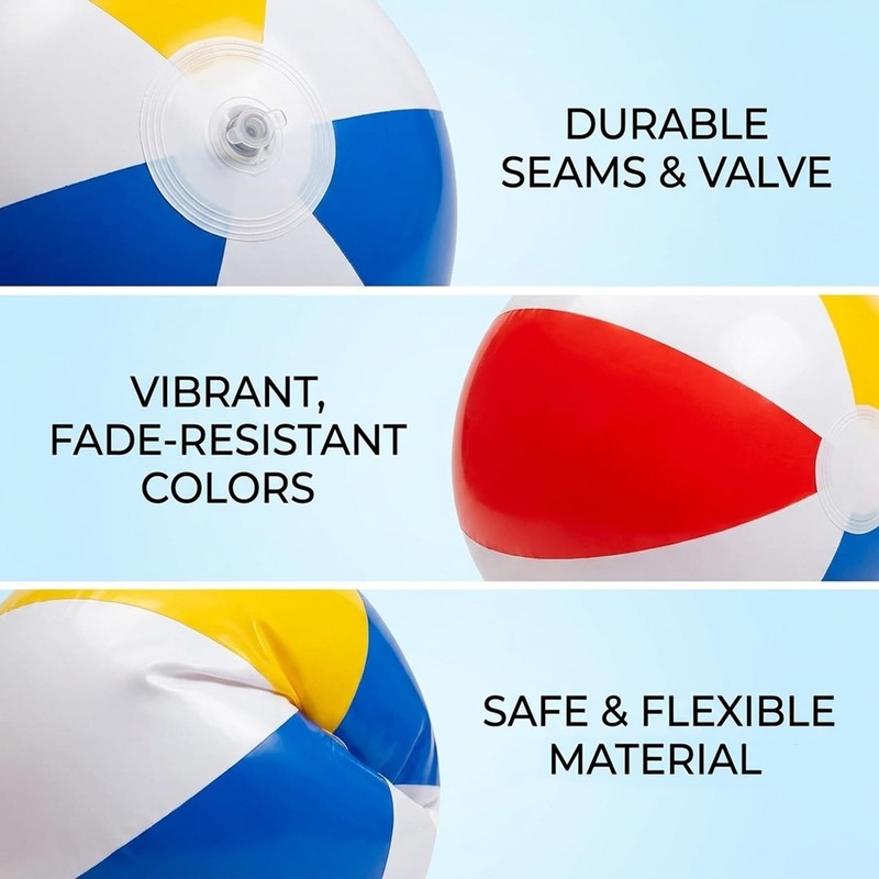 ZKFSIE Beach Ball, 4-Pack Inflatable Beach Balls, Vibrant Design for
